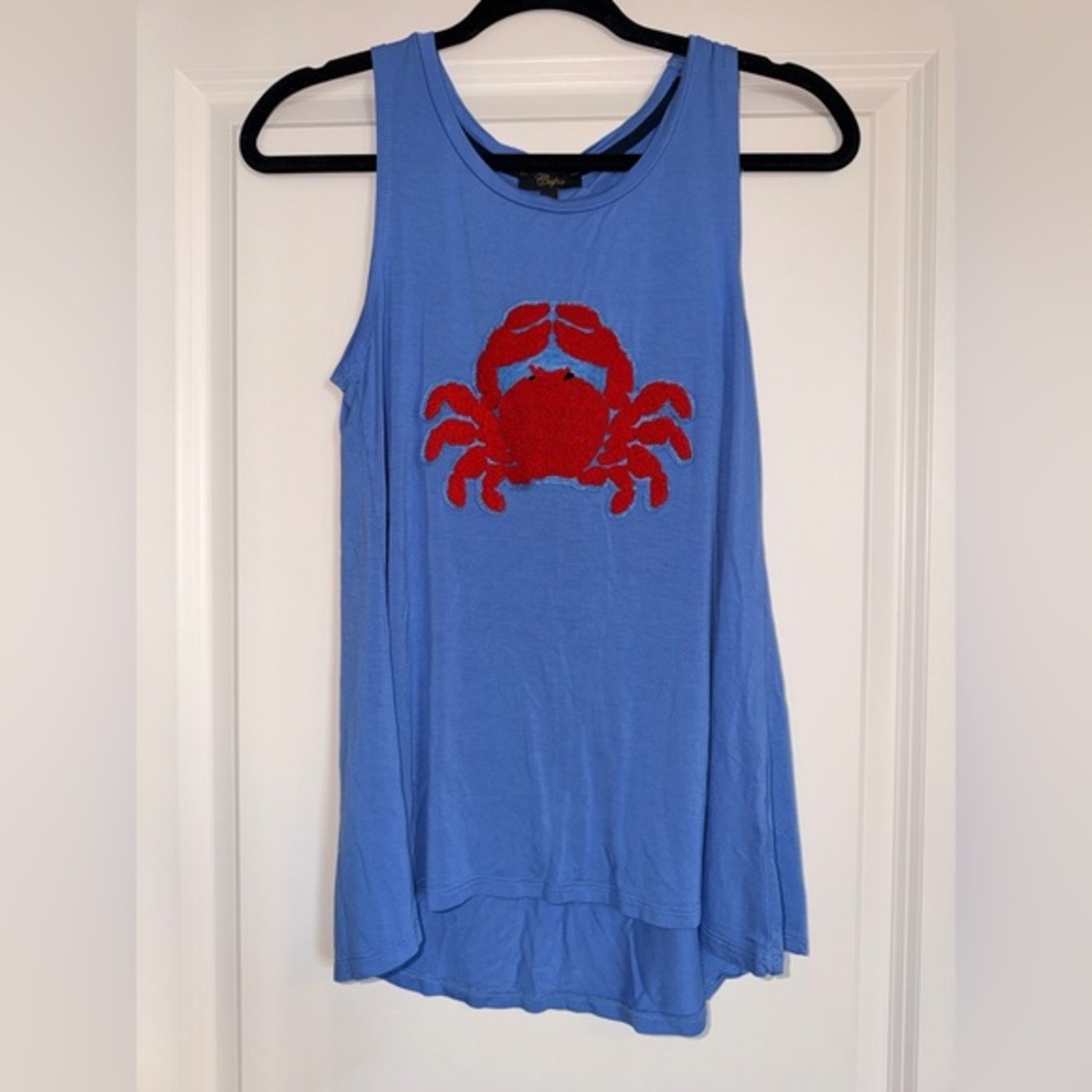 CUPIO Women’s Blue Tank Top with Red Crab Design size Small